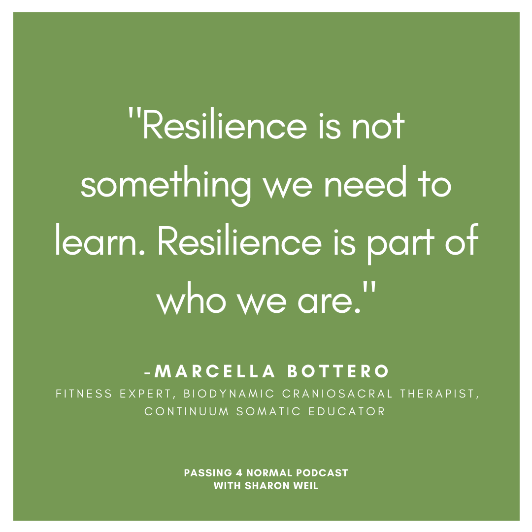 changeabilitybk's tweet photo. The coronavirus #quarantine has put us all on pause. Marcella Bottero, #fitness expert, biodynamic #craniosacral therapist and Continuum #somatic educator, talks about how we can discover our resiliency. Listen to the Passing4Normal podcast https://t.co/omAZm3ylql https://t.co/iDny26oc57