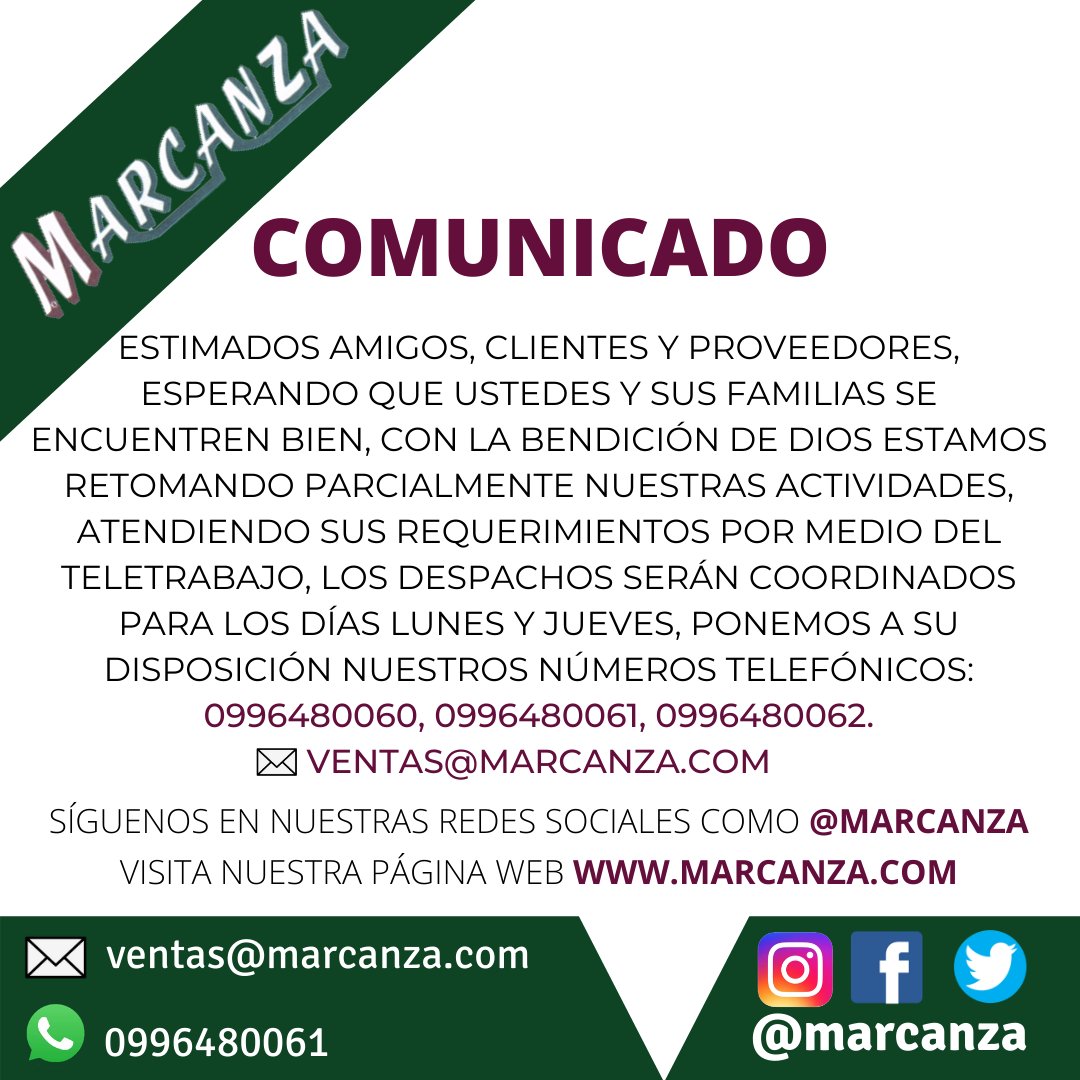 Marcanza's tweet photo. 🔴 COMUNICADO IMPORTANTE!! 
La Solución Perfecta para sus Empaques y Seguridad Industrial.

Contactanos: 👇👇👇
📩 ventas@marcanza.com
📲 (+593) 0996480061
.
#botas #boots #seguridad #industrial #plasticos #rollos #proteccion #contactanos #empaques #guayaquil  #strech #strechfilm https://t.co/tlVH9IOFC9