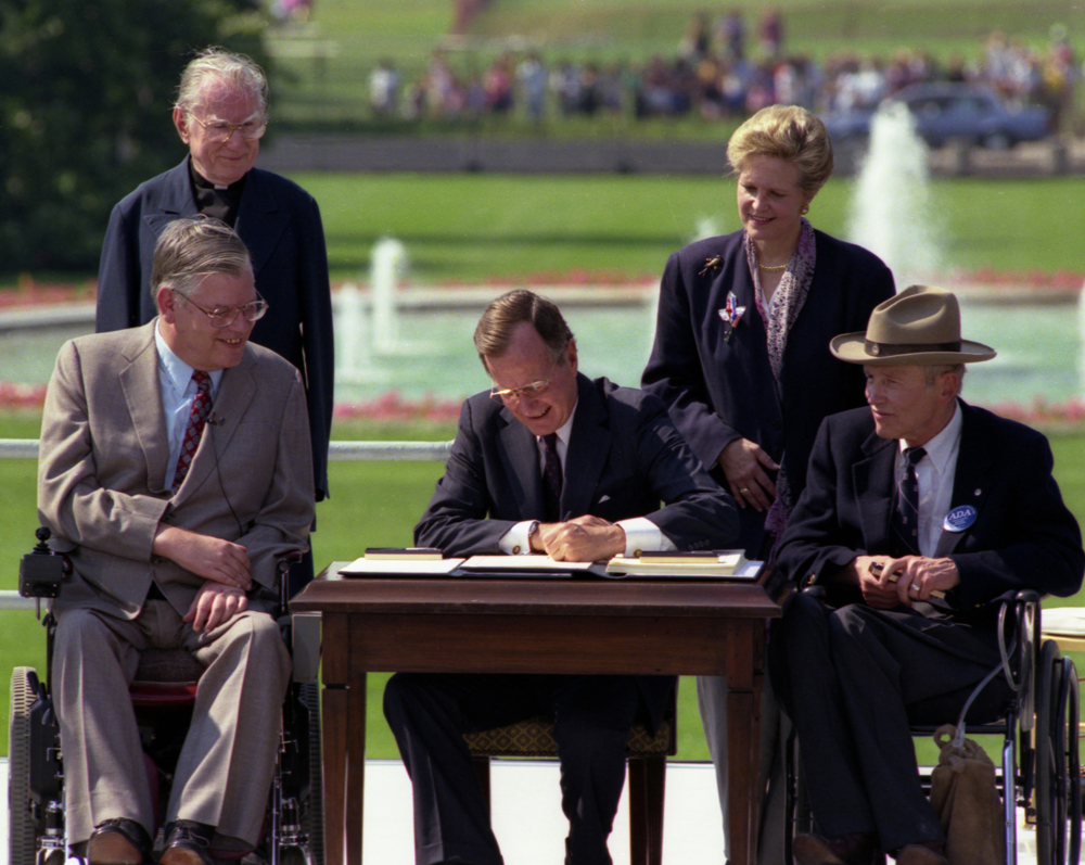 apuaccess's tweet image. July 26, 1990, The Americans with Disabilities Act is signed by President George H. W. Bush. "Let the Shameful Wall of Exclusion Come Tumbling Down." Click this link for great info on the ADA - sites.google.com/apu.edu/adr-on… 

#APUaccessibility #disabilityawareness #accessibility