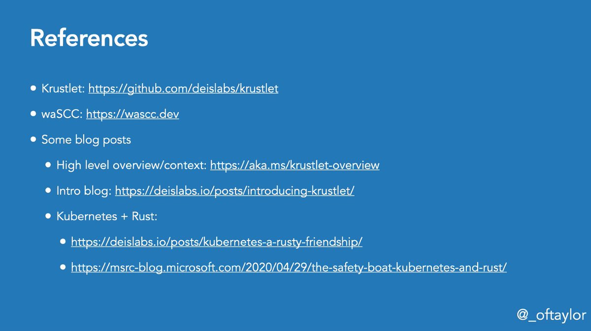 bridgetkromhout's tweet image. Get involved with Krustlet! Lots of exciting bugs for you to chase down.😹 Thanks to @_oftaylor for a great presentation with lots to learn and try. #devopsmsp github.com/deislabs/krust…