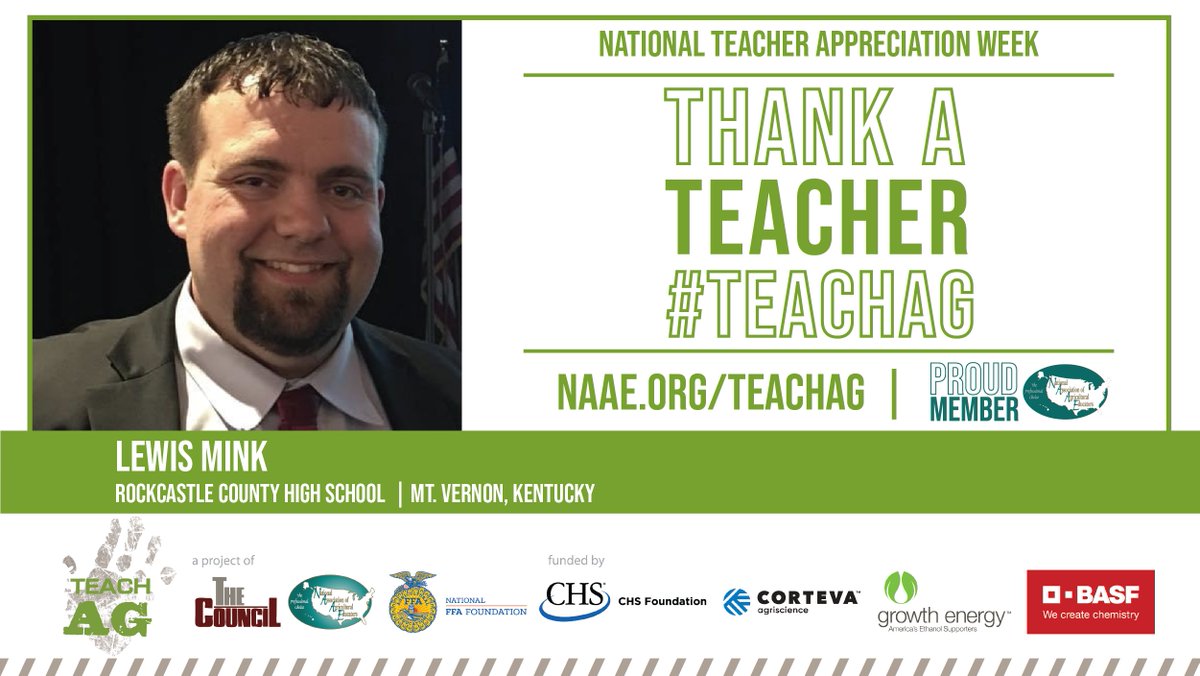 “I love teaching agriculture at <a href="/RockcastleCoSch/">Rockcastle County Schools</a> in Mt Vernon, Kentucky. It is the best job I have ever had. I am also proud of the amazing students that I get to teach on a daily basis. They make my job fun and rewarding." -@Minksracing
 
#TeachAg #ThankATeacher