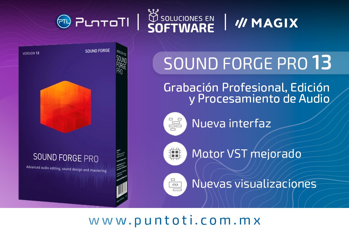 puntoti's tweet photo. #HomeOffice #Software #diseñodesonido #masterización Contamos con la nueva versión de #SOUNDFORGEPro de @MAGIX_INT que ofrece MÁS EFICIENCIA, estabilidad y velocidad en grabación, edición y procesamiento de audio.
Adquiérelo en #PuntoTI 👉🏼https://t.co/qsvnYS3Xn5 https://t.co/hcG461LwVv