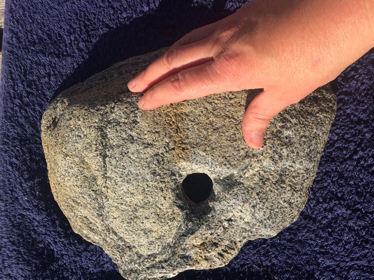 KnoydartTearoom's tweet photo. @NTS_archaeology any idea what this could be? Found on the beach on Knoydart. I thought some sort of quern-stone but other side uneven.
#Archaeology #unusualfind https://t.co/CJ4l4FDkWA
