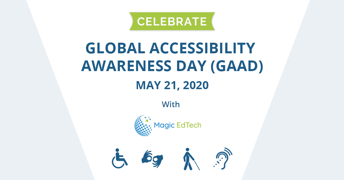 magicedtech's tweet photo. Join us on Thursday, May 21, 2020 and mark the ninth Global Accessibility Awareness Day (#GAAD).  Simply, participate virtually by taking an hour out of your day to experience #digitalaccessibility first-hand!

@gbla11yday #EdTech #accessibility #WCAG #elearning #EducationForAll https://t.co/XnYWBtrXSm