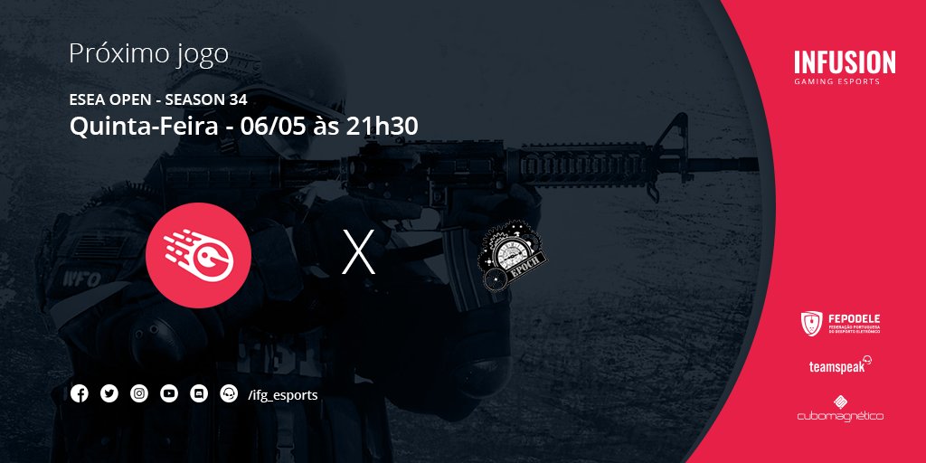 ifg_esports's tweet photo. Estamos de volta para mais um jogo de @ESEA !
🆚 #Epoch
🗺️ de_inferno
⏰ 21h30
📺 https://t.co/q75qbzh9FI
➡️ https://t.co/DzlrgV9YiH
#GOINFUSION https://t.co/igkzQNBHfA