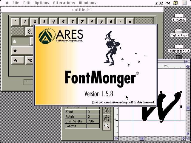SemiconductorWv's tweet photo. Fontmonger 1.5.x (1993) from Ares Software, is a font tool that can convert fonts between many different formats, move characters between fonts, and edit characters. https://t.co/C1nA5QDhGY