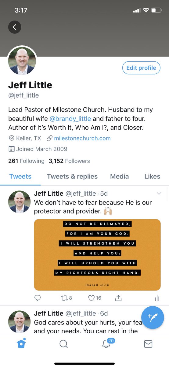 jeff_little's tweet image. From time to time fake accounts pop up in my name. I’d like you to know that I will never initiate a direct message or ask for money over social media. The best thing you can do is report them. These are my only official accounts. Thanks!