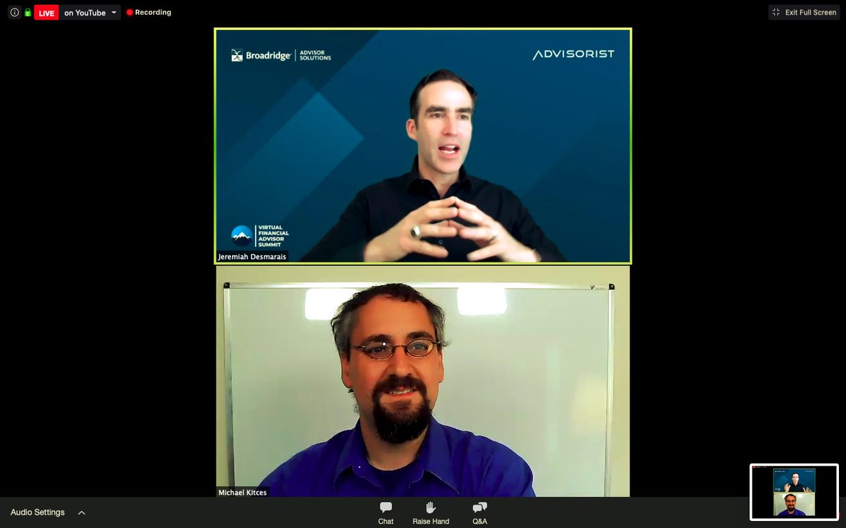 gspitzner's tweet photo. .@MichaelKitces live on @TheAdvisorist #VirtualFASummit right now talking advisor marketing and fee model strategies for #Lockdown and beyond... https://t.co/yAY0yWsw7s