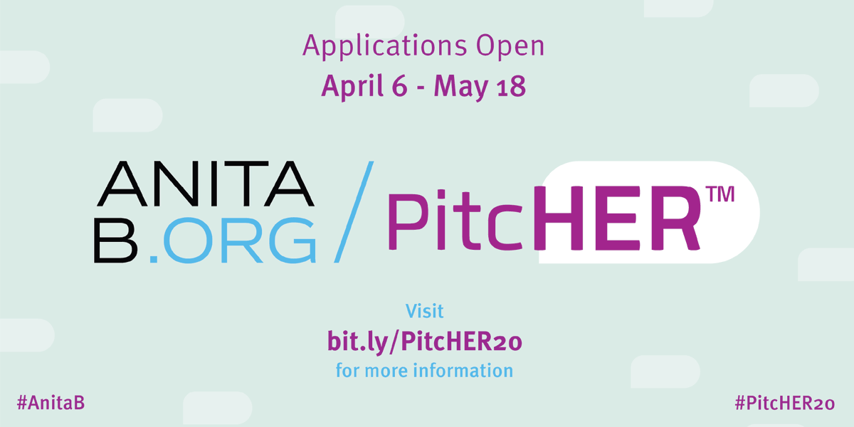 Have you applied for #PitcHER20 yet? Finalists will compete for a total of $100,000 in prize money at #GHC20! Learn more and apply today: bit.ly/PitcHER20 #AnitaB