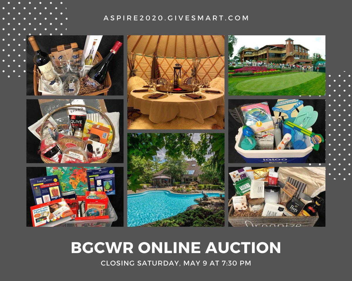 BGCWR's tweet photo. BGCWR online auction added new items today. Visit https://t.co/Tf9njs2HLl to place your bids! Auction closes 5/9 @ 7:30 PM. #BGCWR #helpushelpthem https://t.co/L5K9WFvX02