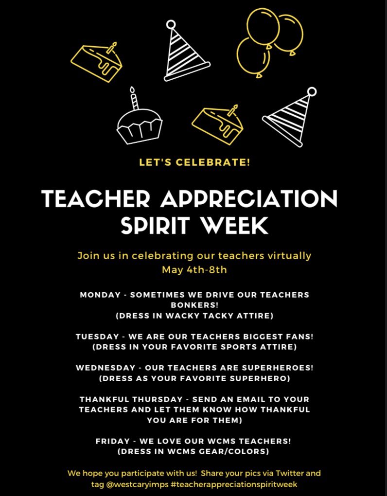 westcaryimps's tweet photo. Tomorrow is Thankful Thursday!! IMPS, don’t forget to send your teachers an email or ecard to let them know how thankful you are for them😉 https://t.co/5LXt0l8JGh