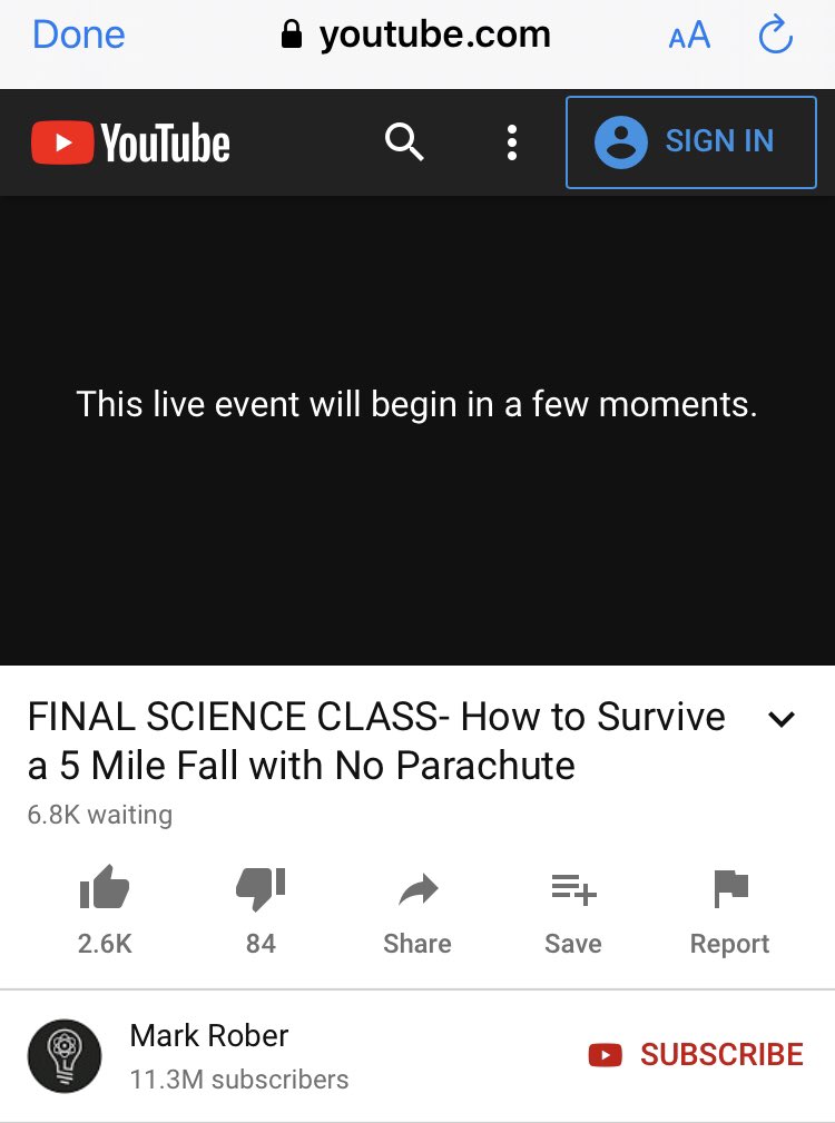 JamesVos's tweet photo. @MarkRober Why does Youtube allow 👎 before the event has started?? https://t.co/9Fbglxcica