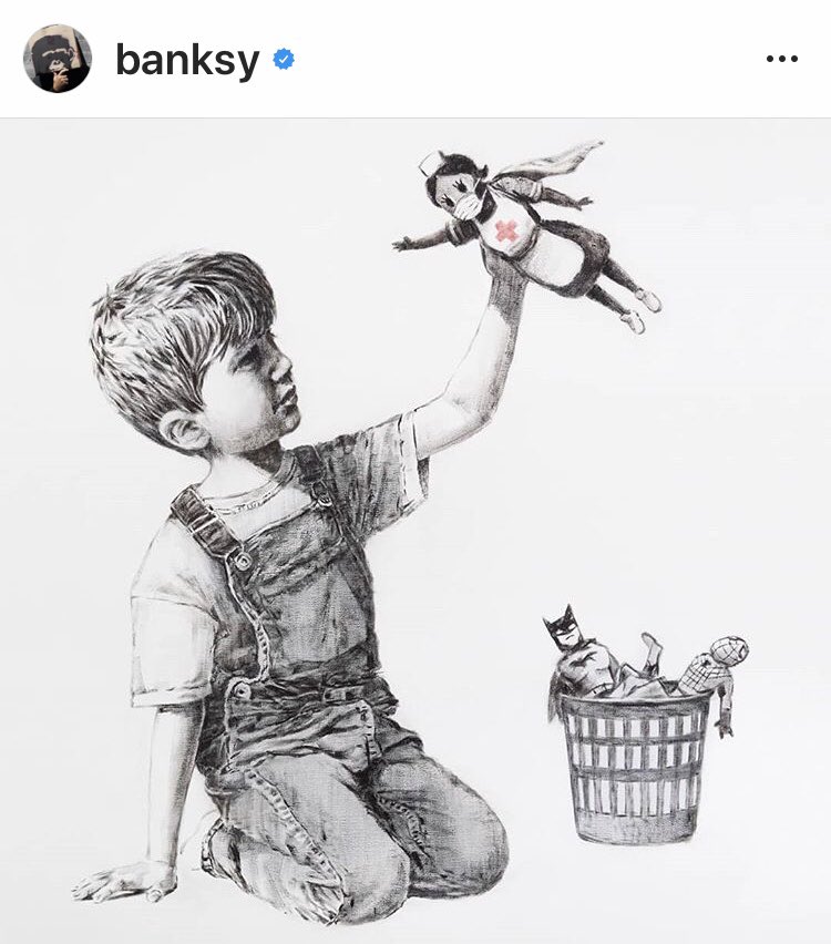 sawoodberry's tweet photo. #ThankYouNurses #NationalNursesDay #EverydayHeroes #Banksy https://t.co/7ibQzXvBqO