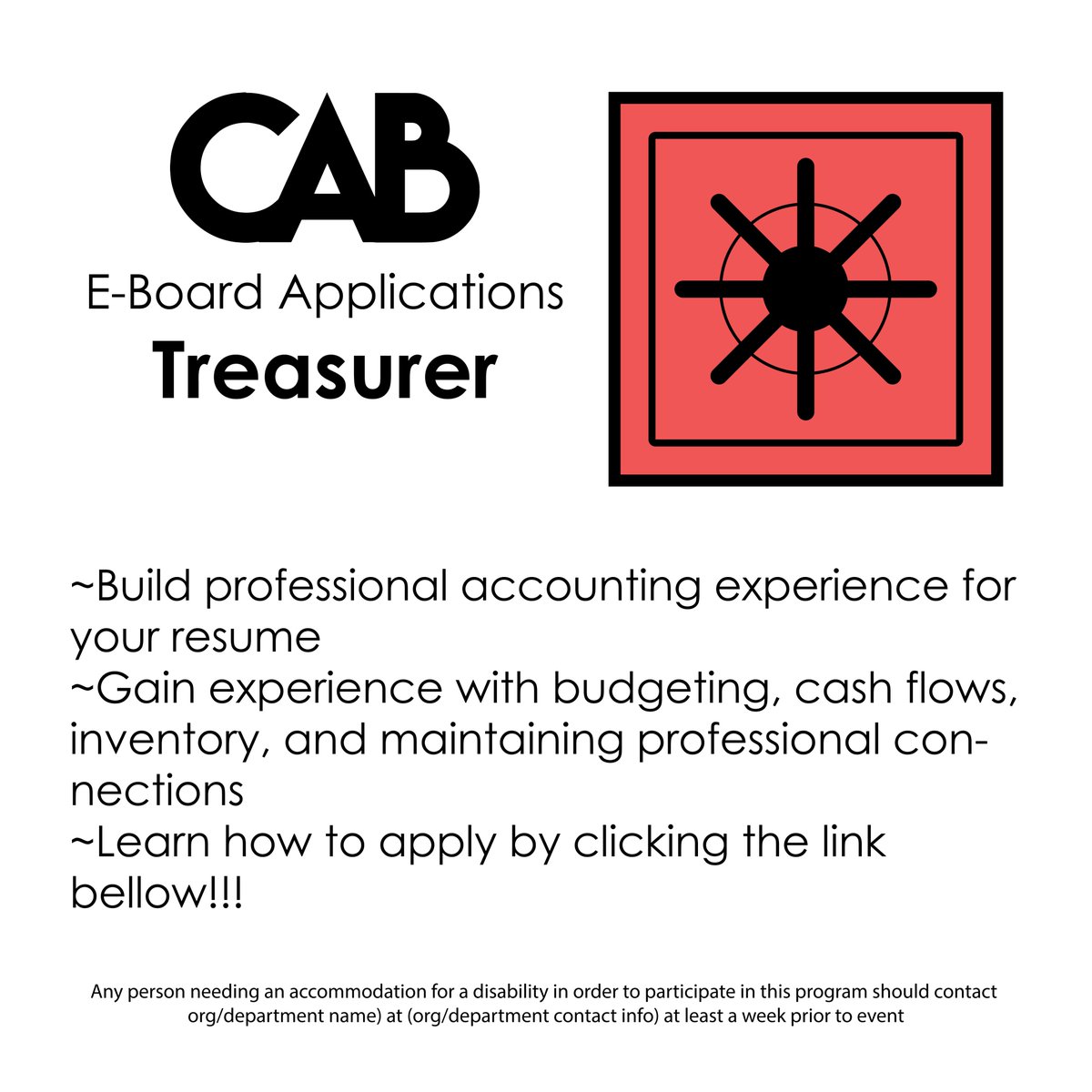 uhclcab's tweet photo. Apply your accounting skills as the Treasurer of the Campus Activities Board  and budget for students today.  Apply for this interesting CAB position at the link provided. https://t.co/qfSco3pRCR https://t.co/ohjb1vnzMC