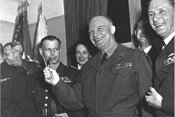 Good morning all & on this day in 1945, Nazi Germany surrendered to the Allies at Reims, France. Jodl signed for the Nazis. General Eisenhower sent his chief of staff, General Bedell Smith, to sign for the US as Ike did not want to deal with the Nazis himself-but Ike got the pens
