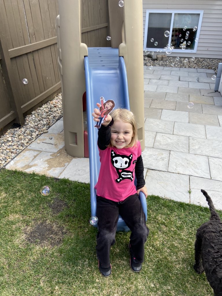 SamNels08's tweet photo. Addison was so excited to see what she got in the mail!! First thing she did was introduce @MrsWare9 to her puppy Buzz. Next, they played outside and went down the slide together. https://t.co/H6vUei4hOp