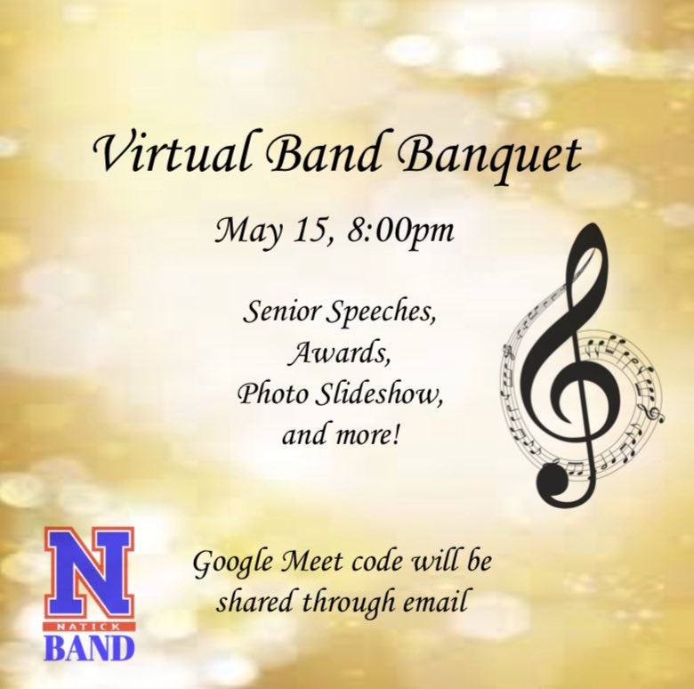 Save the date! Join us next week for our virtual Band Banquet! We will share more information in the next week so keep your eye on your email!