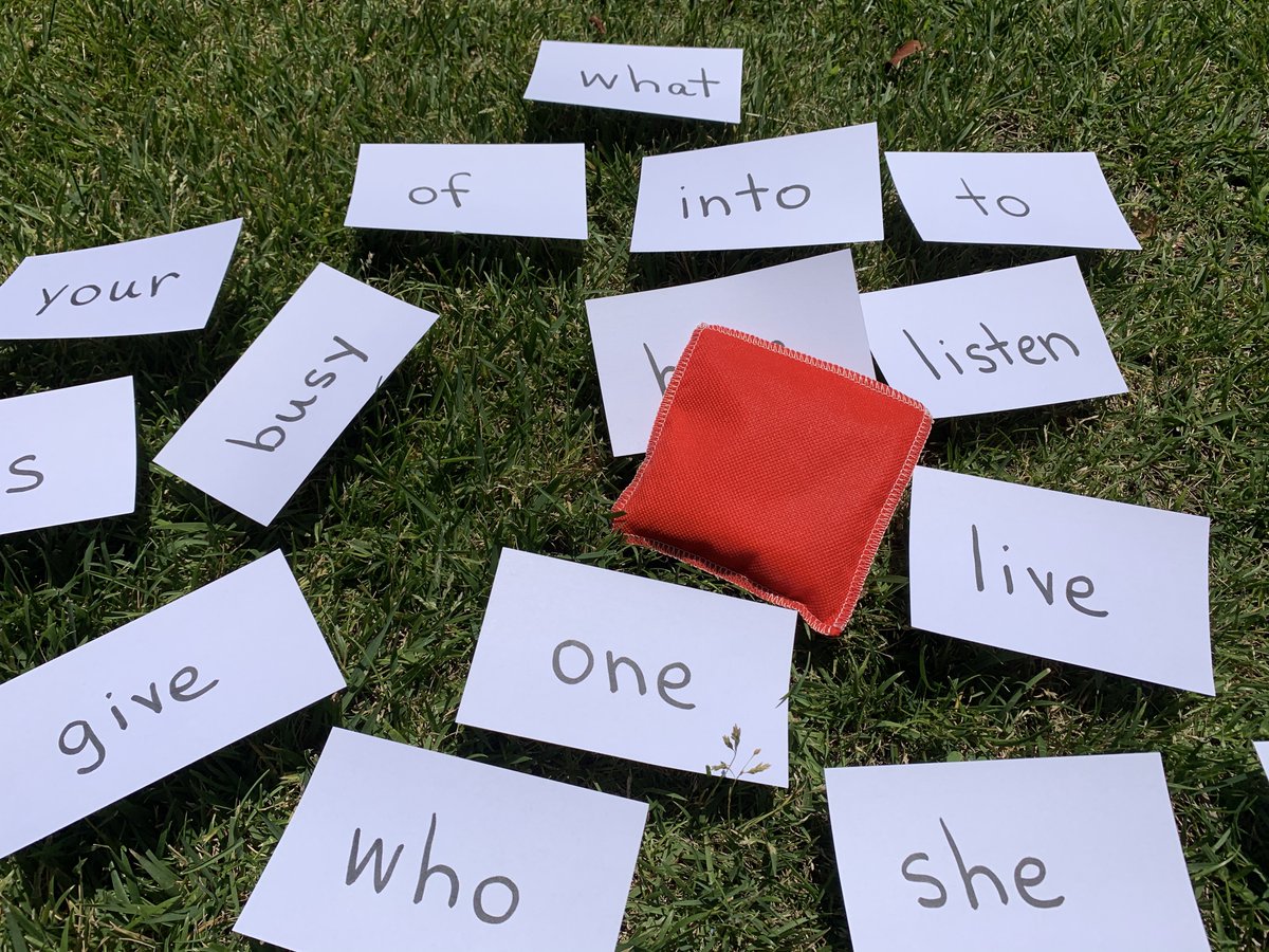 PrideReadingCo's tweet photo. Today's game... sight word bean bag toss. Play in the yard. #homeschooling #pridereadingprogram #education https://t.co/kl0BKyfN2X