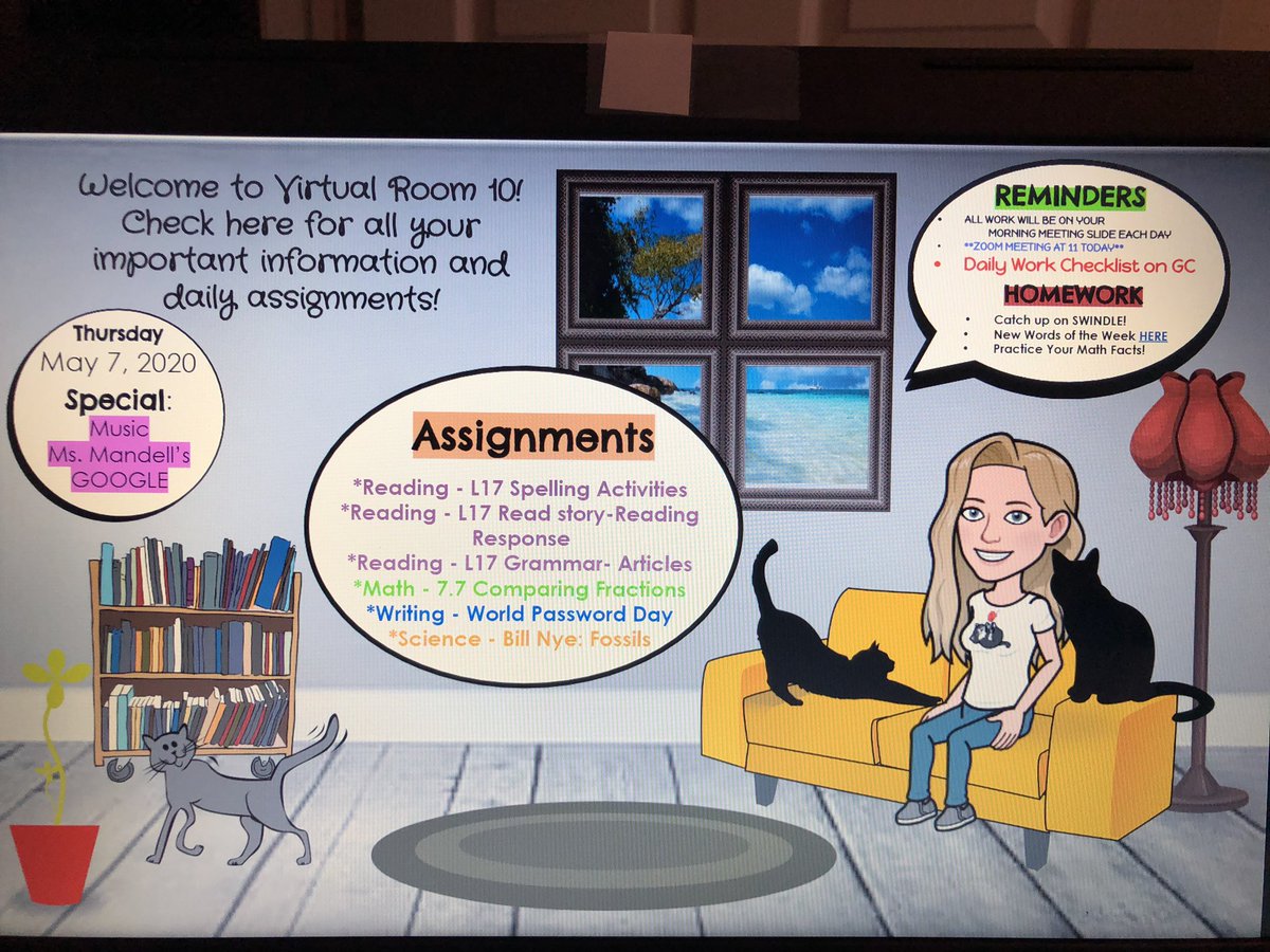 Loving my new “virtual Room 10!” So grateful for my #EducatorCommunity for these incredible and fun ideas! #BitmojiClassroom @25Lafayette
