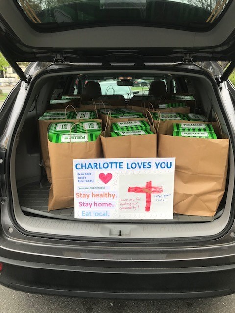 LifeatDHG's tweet photo. In Charlotte, a local nurse launched #CLTStrong campaign to support local restaurants and feed our frontline workers. She has raised over $80,000! One of our own team members volunteered to deliver meals to the hospitals. Thank you nurses for all that you do! #NationalNursesDay https://t.co/WOjtGt0fXx