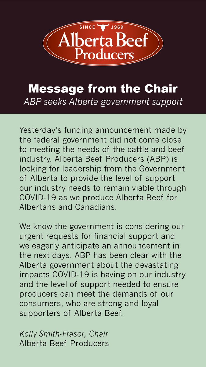 A message from ABP Chair Kelly Smith-Fraser: ABP seeks Alberta government support