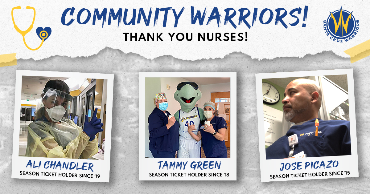 GLeagueWarriors's tweet photo. Happy #NationalNursesDay, especially to our SCW Season Ticket Holders! You are true #communitywarriors, and we appreciate your dedication & heroic efforts! 💙
#warriorsinthecommunity #nbatogether #actsofgiving https://t.co/Prv6hs0Vx0