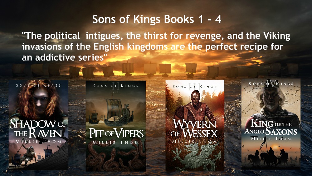 Sons of Kings Books 1-4 #histfic #Vikings #AngloSaxon #Adventure 'As an avid watcher of the Viking series on TV, this series was an awesome fill in. Very well written and kept my attention the entire series' author.to/MillieThomAmaz…