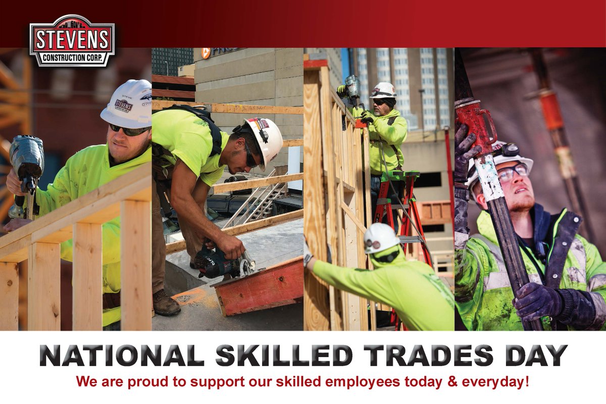 StevensConsCorp's tweet photo. Today is #NationalSkilledTradesDay  To all hard working Skilled Trades professionals out there, thank you from Stevens Construction. https://t.co/8p8WCQsscM