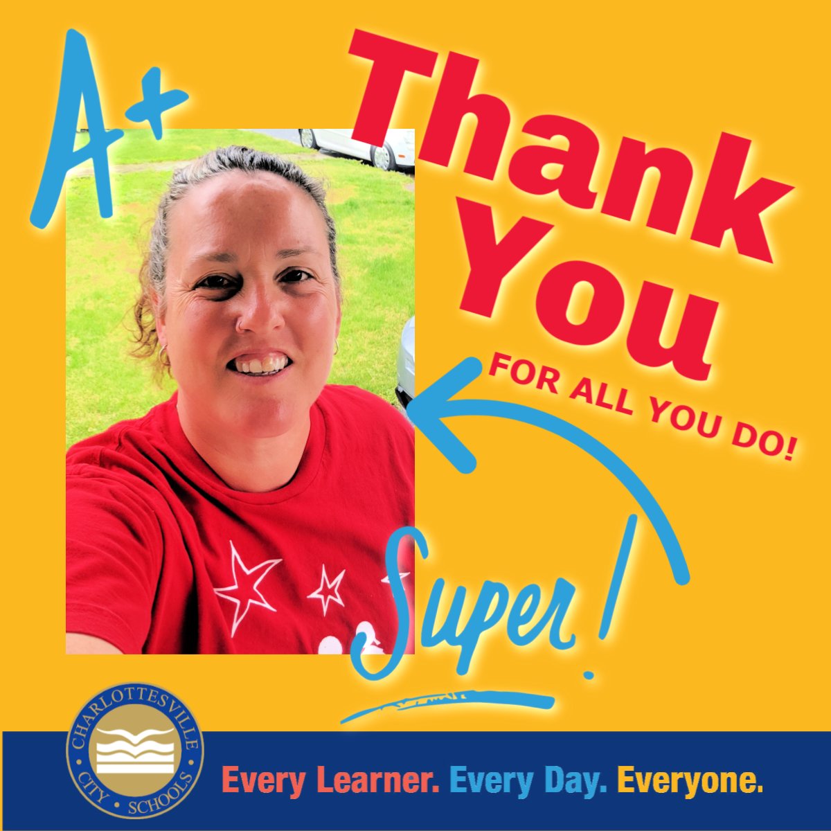CvilleSchools's tweet photo. 📢 Today, we recognize Venable Elementary PE teacher Traci Martin. "Ms. Martin is simultaneously super laid back &amp; full of awesome energy! She has been really involved during quarantine &amp; has found interesting ways to connect with kids and give projects via Seesaw. Thank you!" 👏 https://t.co/uK1i91EUfX