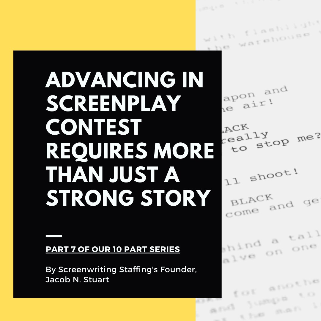 Article 7 of our 10-part #Screenwriting Staffing Series explains why the plot is only half of the judging process during the 1st round of a #screenplay contest.

Read here: screenwritingstaffing.com/post/advancing… by <a href="/JacobNStuart/">Jacob N. Stuart</a> 

<a href="/austinfilmfest/">Austin Film Festival</a> <a href="/FilmmaticNews/">Filmmatic.com</a> <a href="/FilmFreeway/">FilmFreeway</a> <a href="/ShoreScripts/">Shore Scripts</a> #write