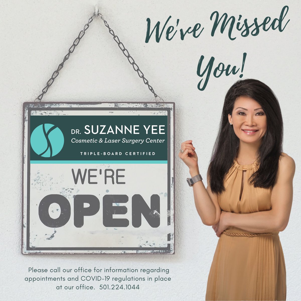 DrSuzanneYee's tweet photo. Itโs been a while, and oh how weโve missed you! We are thrilled to say that the Yee Team is back in action TODAY, and ready to serve you!... Under specific guidelines & protocols for your protection, of course! ๐ Call us TODAY to schedule your appointment!
#dryee https://t.co/1NGAcNRB6k