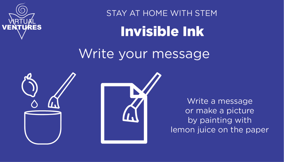 virtualventures's tweet photo. Have you ever wanted to write a secret message? Well now you can! And all you need to do is heat it up to reveal! #StayAtHomeWithSTEM https://t.co/YcYXeXx8Ly