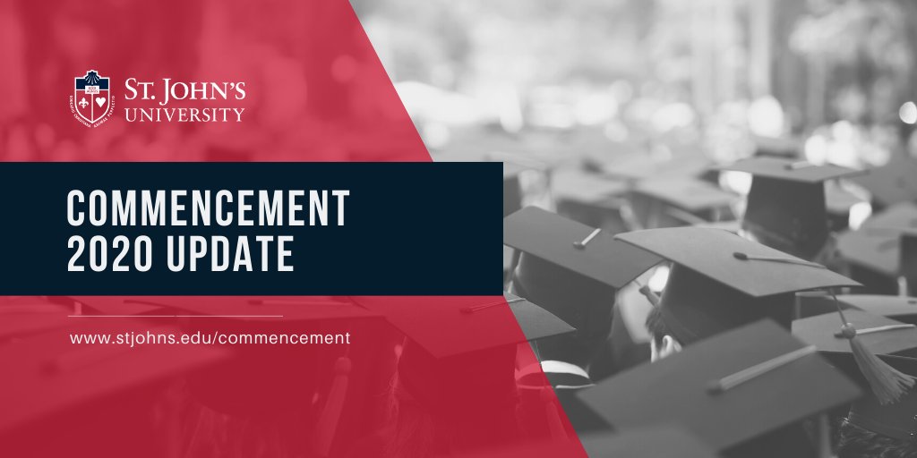 StJohnsU's tweet image. Important Commencement update for the Class of 2020. Please visit stjohns.edu/commencement for details. 🎓  #SJUGrad20