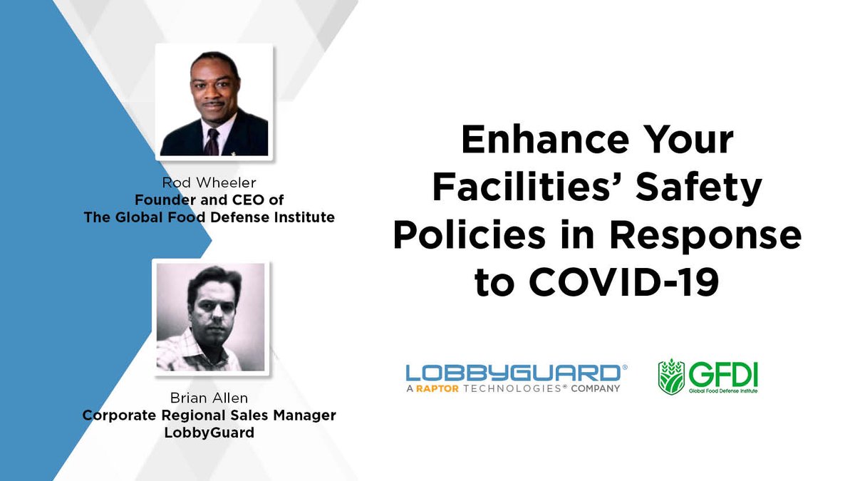 You can still learn from <a href="/rodwheeler/">rod wheeler</a>, Founder and CEO of the Global Food Defense Institute, who shared #bestpractices and tools to assist corporations as they plan to reopen and reoccupy their facilities. View the webinar here: bit.ly/2yChUnV #coronavirus #COVID19