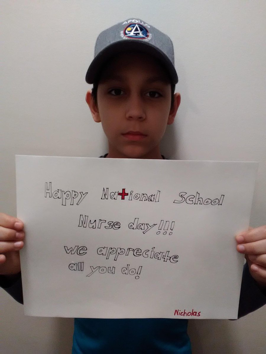 AikenSchool's tweet photo. Happy School Nurse Day from Explorer Nicholas Hernandez! #AISproud #SchoolNurseDay #AISstrong https://t.co/nFWM3o5OKj