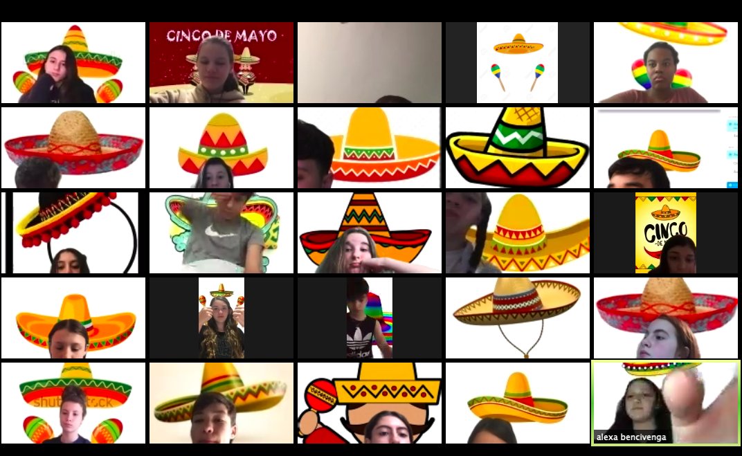 msmhamed7's tweet photo. 8 graders celebrating cinco de mayo on Zoom. #ClippersTogether https://t.co/mXnPqc4vBK