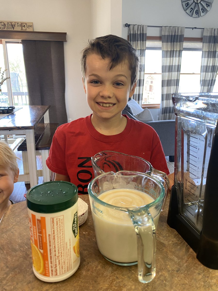 One of the weekly learning opportunities is to make something in the kitchen. Fletcher made an Orange Julius recipe!