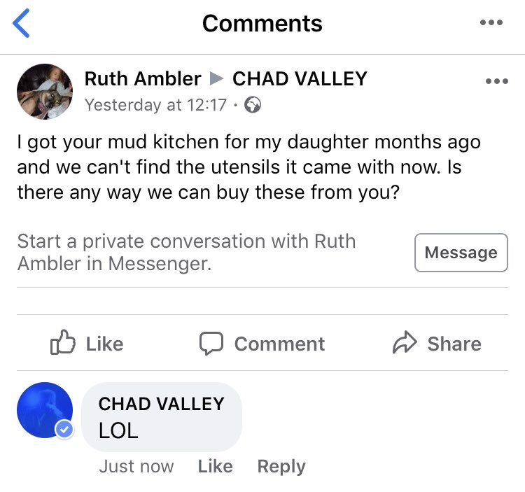 There is a toy company also called a Chad Valley. Sometimes actual people come on my Facebook page and leave comments like this... 🤦‍♂️