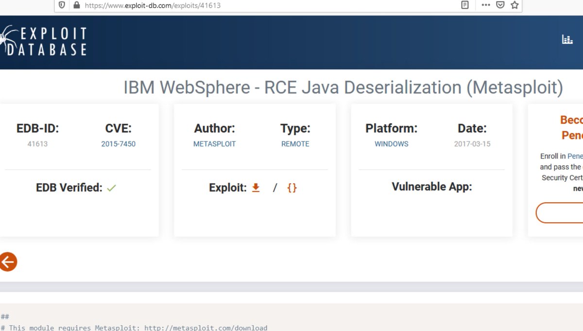 offsectraining's tweet image. So @CSCGlobal is doing take down requests on @ExploitDB for any entry that contains the string “IBM” on behalf of @BSAnews and @IBM. Very interesting. 
Anyone want to place bets on how this is going to turn out?
exploit-db.com/exploits/41613