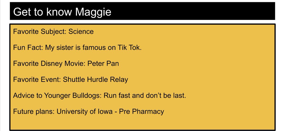 bettTFXC's tweet photo. Maggie has an infectious sense of humor; she even taped her phone to the baton during a JV 4x1 making for an historic video! She has been a dependable member of our hurdle/100 meter crew for four years. Her work ethic will be missed. Good luck at Iowa! https://t.co/WASqfIuvRI