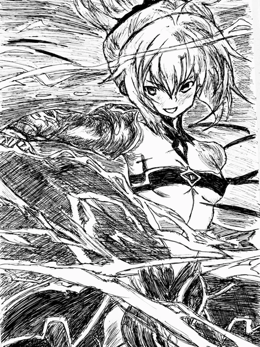 おう、呼んだかモヤシ。

#ボールペン画 
#模写
#FGO
#モードレッド
#私はFGO民ではありません 