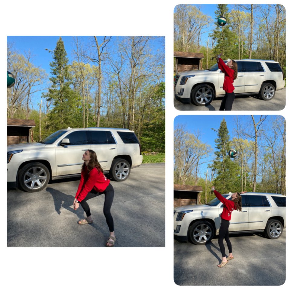 #howicompete ⁦<a href="/SpencervilleAD/">Bearcat Athletics</a>⁩ ⁦<a href="/OHSAASports/">OHSAA Sports</a>⁩ Spencerville Volleyball athlete Claire Hoback using the roof of her house to sharpen her passing, setting, and hitting skills.