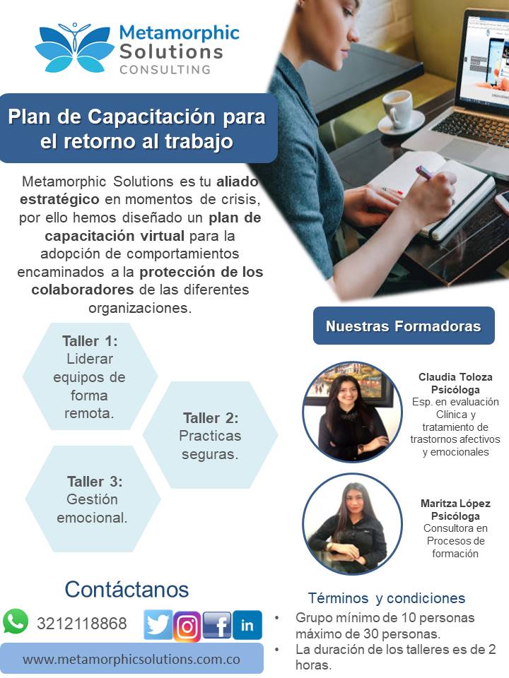 MetamorphicSol's tweet image. ¡Aprovecha esta gran oportunidad!
Metamorphic Solutions te ofrece PLan de Capacitación Virtual, pregunta por los talleres al número contacto y siguenos en nuestras redes.
#metamorphicsolutions 
#talleresMetamorphicsolutions