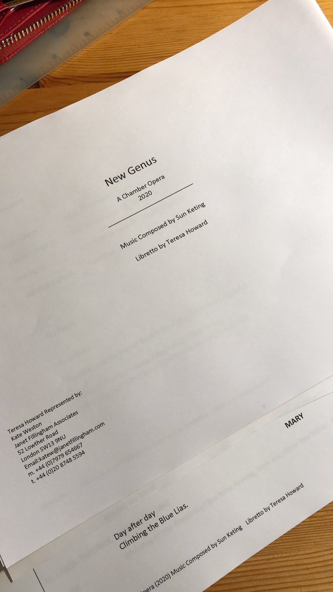 New Genus libretto ready for binding! @KetingSun and I have been putting #lockdown to good use. Now we just need a miracle so we can bring this #opera to life! @RuthWMariner @EmmaHarding01 #RoyalAcademyofMusic #womencompose