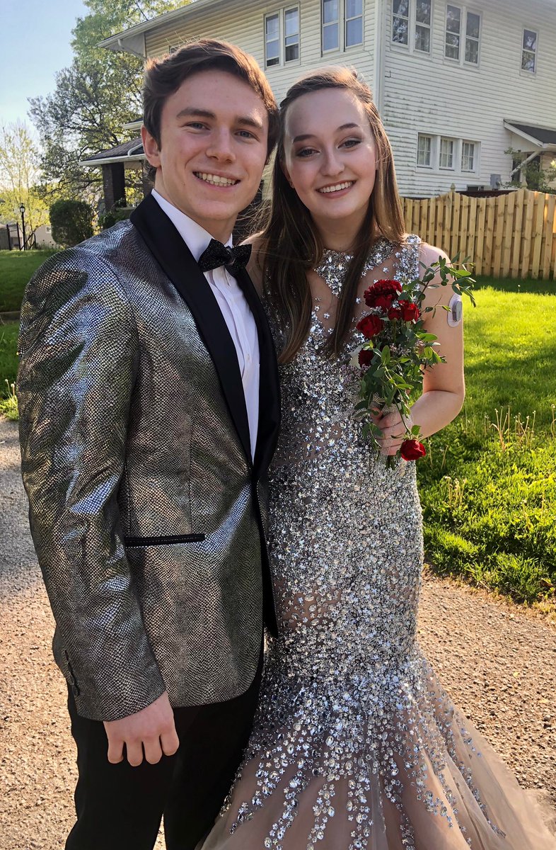 jonescm2020's tweet photo. Glad I got to get some prom photos with Emily, definitely the shiniest combo #NPHSVirtualProm https://t.co/B9GAjn53k5