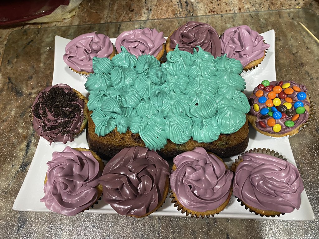 Quarantine has created two other bakers! So proud of my younger daughters Sibani and Rma!Delicious yellow cupcakes with M&amp;Ms and fudge+yellow cake with Oreos and M&amp;Ms. #tasty #yummy #delicious
