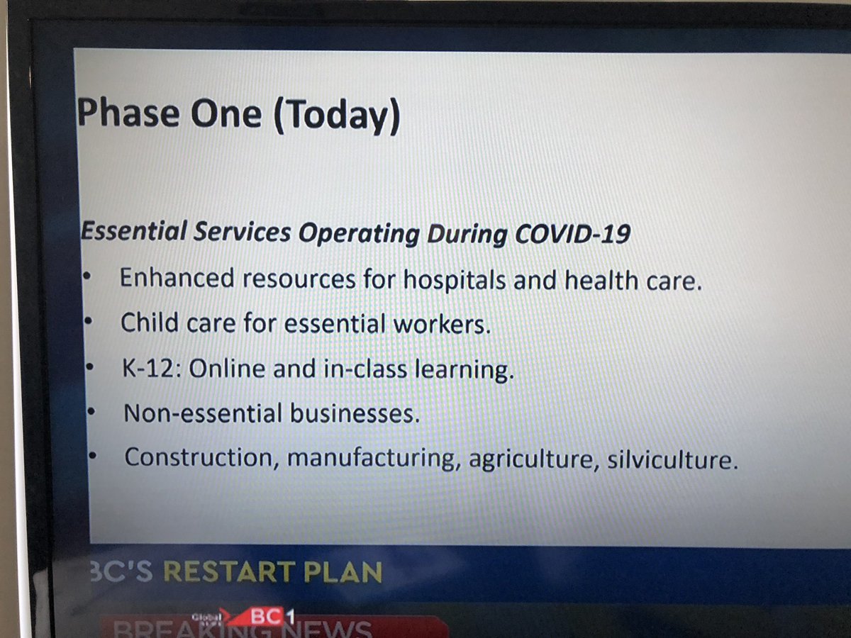 NeetuGarcha's tweet photo. Premier Horgan has outlined 4 phases of reopening. 

We are already in phase 1. 

Phase 2 will begin in mid-May. 

Target start date for phase 3 is between June and September 2020.

Phase 4 will happen when widespread vaccination, broad successful treatments &amp; community immunity. https://t.co/GCEzKa6J7U