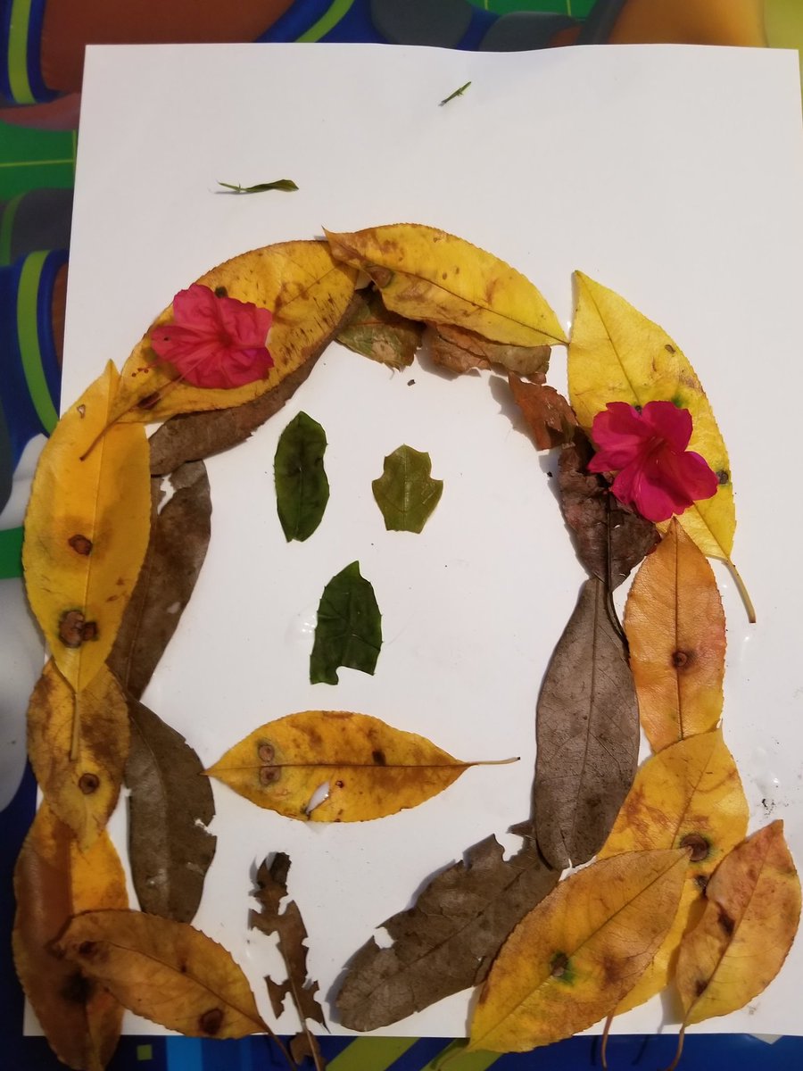 lshaw87's tweet photo. For science my firsties have to make leaf art. One student made me! Oh how I miss them!! #EducatingHornets @CBosse_HES https://t.co/gmEOLJ1vGG