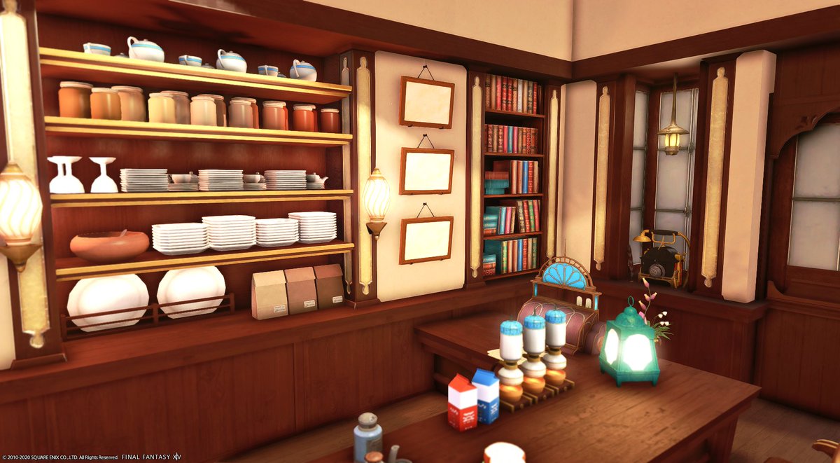 Lia Grassland レトロな喫茶店をハウジングでつくりました グラン コスモスパーティションが安かったので 装飾柱としてたくさん使ってみました Mana Ixion Labender Beds 19 32 Ffxivhousing Ffxiv Ffxivss Ff14ハウジング Ff14 T Co