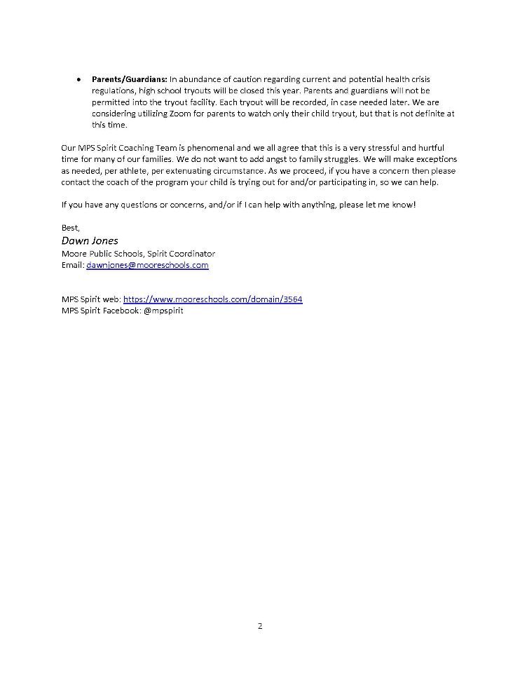 MPS 20/21 Cheer &amp; Pom Tryout Information